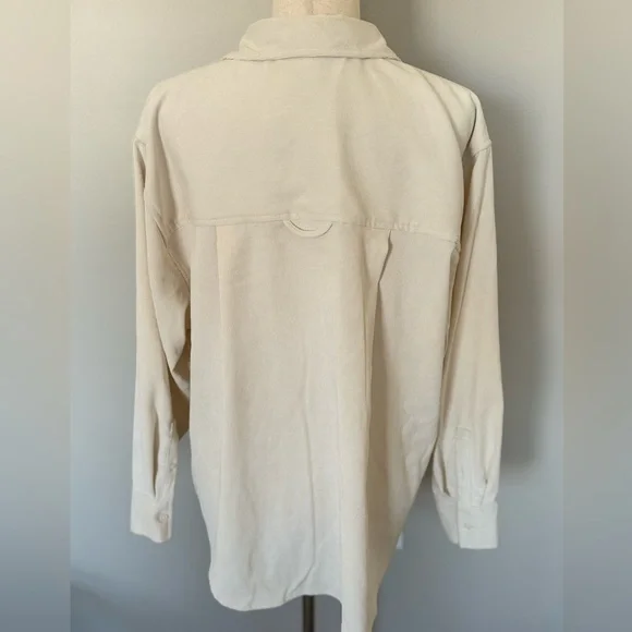 a new day | Long Sleeve Corduroy Button-Down Boyfriend Shirt | Cream | Medium - Picture 3 of 3